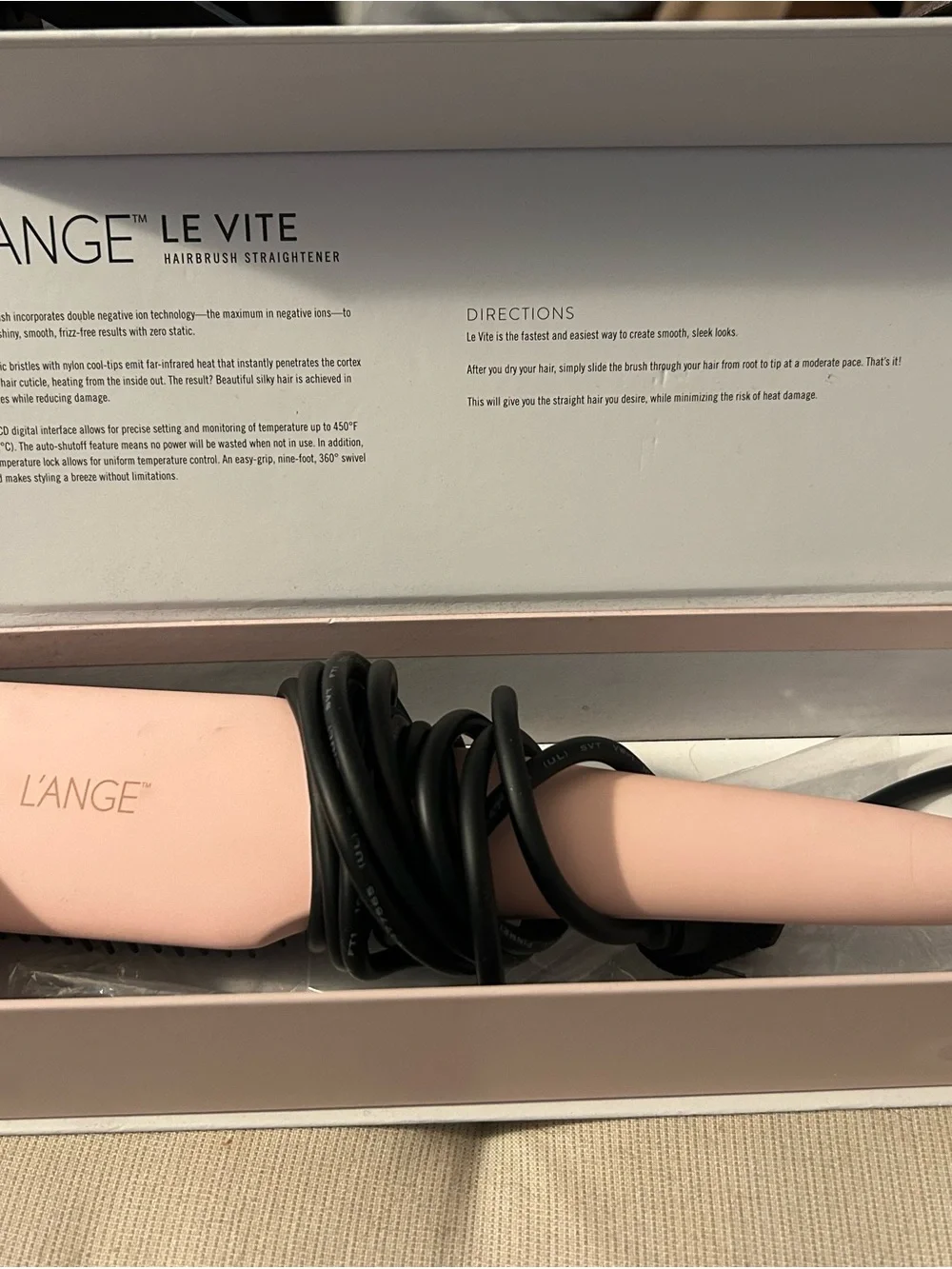L'ANGE Le Vite Hairbrush Straightener - Pink and Black